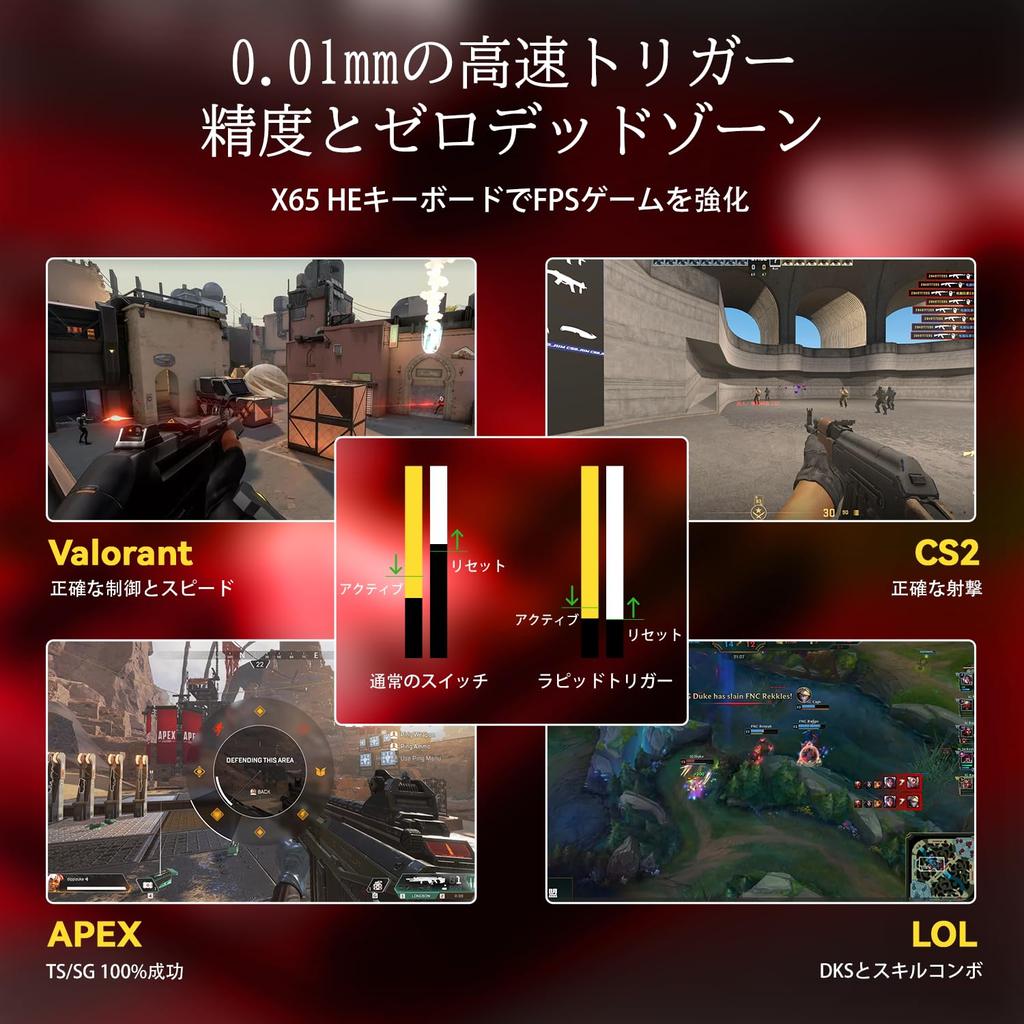 ATTACK SHARK X65 HE Rapid Trigger Magnetic Wired Gaming RT 8K Polling 0 Dead Snap 128K Scan QMK Web RGB Key Top Customizable Trigger 8K Coiled Cable