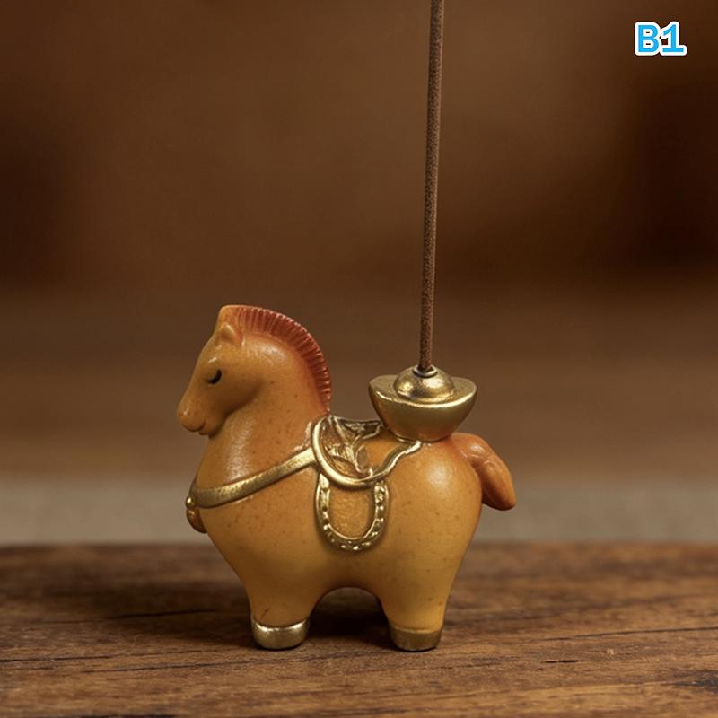 

1Set Resin/Ceramic Material Chinese New Year Zodiac Pony Incense Burner Ornamental Creative Incense Stick Holder 2026 Horse Year