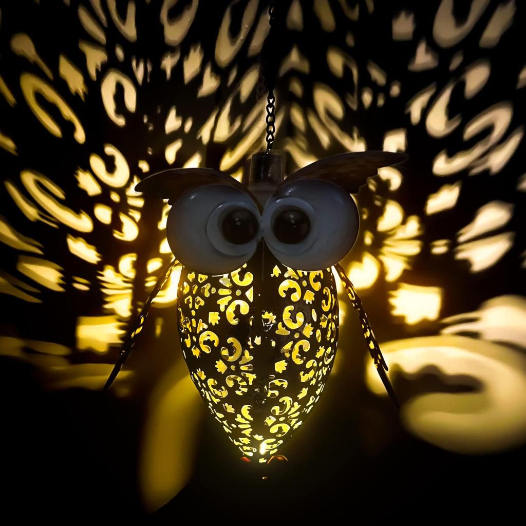 Solar Owl Wind Chimes Lamp Outdoor Decoration Chime Pipes Metal Windchimes Outdoors Garden Yard Patio Hanging Light Ornament