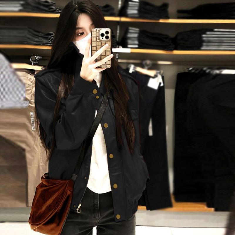 Women S Short Pu Leather Jacket Casual Style Ladies Outerwear