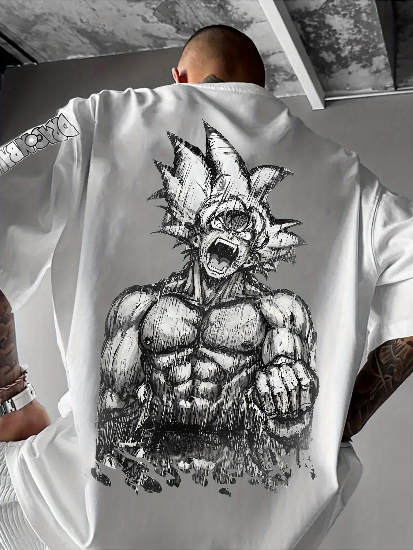 Dragon Ball Anime Broly Schwarz gemustertes bedrucktes T-Shirt Grünes Haar Kraftschub Z-Logo DAS gedruckt Super Saiyan Streetwear S