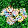 Easter Foam Eggs with Basket Cartoon Simulation Plastic Eggs Decorative Fake Eggs for Easter Hunt Party Decoration Gift