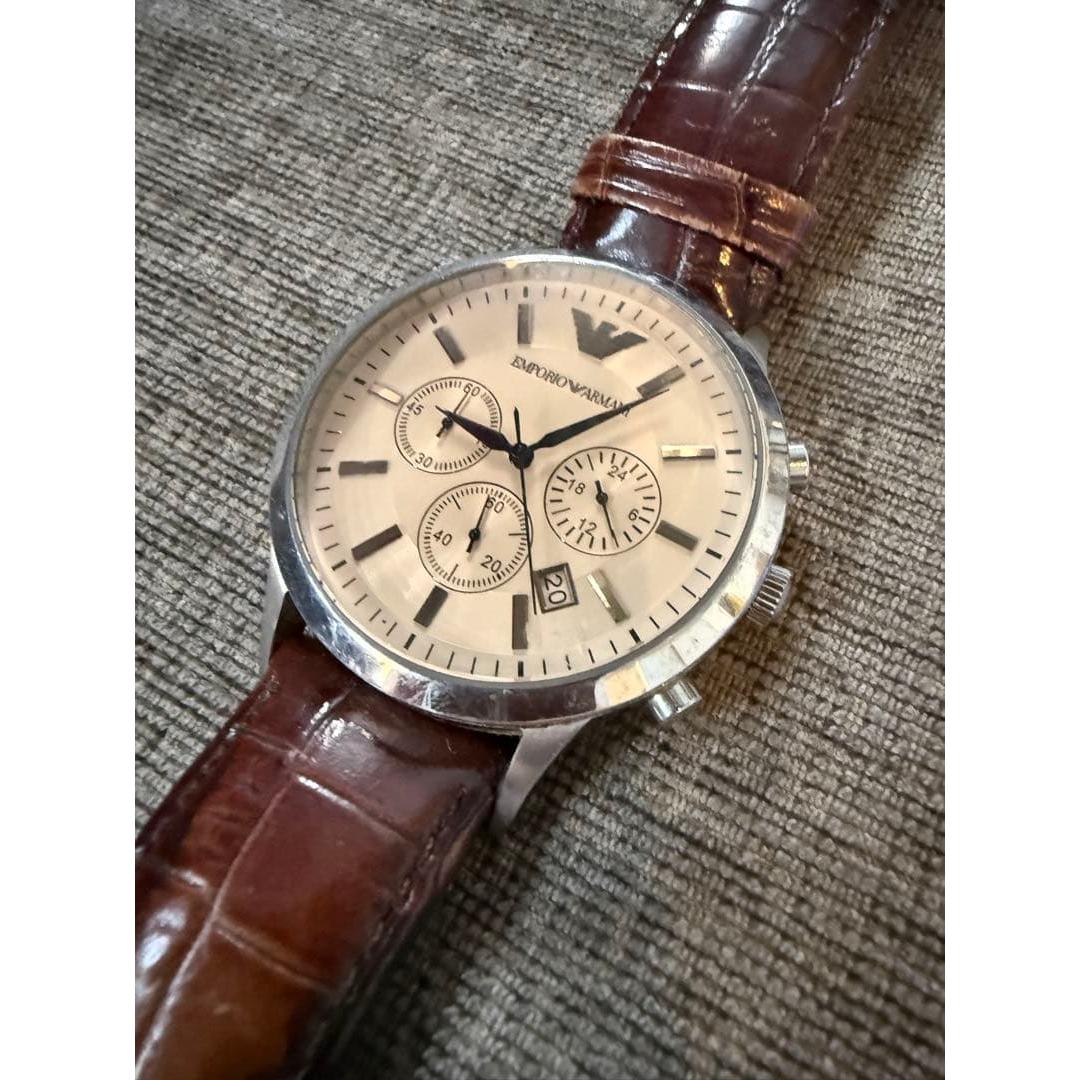 Used EMPORIO ARMANI Chronograph Men s Watch Leather Belt