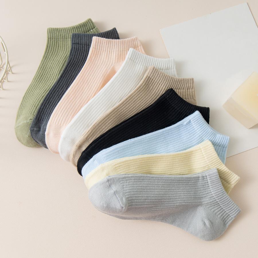5Pairs Women's Low Tube Cotton Socks Candy Colored Summer Breathable Boat Socks Delicate Soft Comfortable Solid Versatile Sock