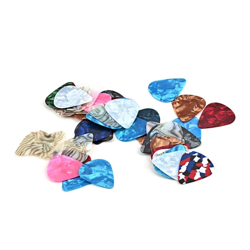 50 Pcs/Set Colorful Celluloid Guitar Picks 0.46mm Guitar Picks for Ukulele Bass