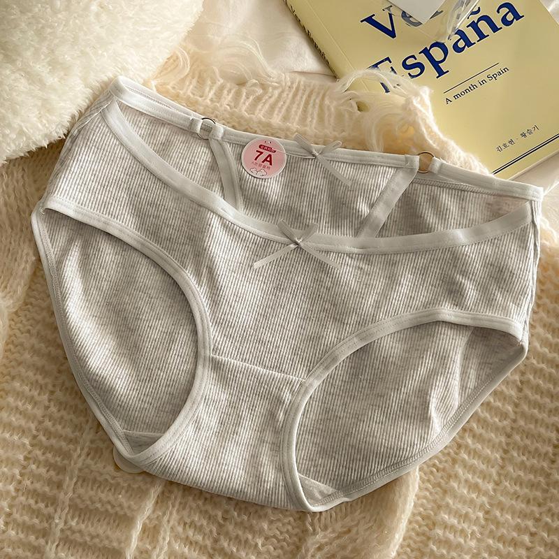 Pure Cotton Fake Two Threaded Panties Antibacterial Mid Waist Pure Desire Seamless Breathable Women's Triangle Panties