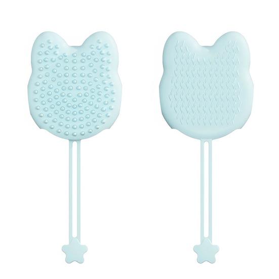 2-in-1 Pet Grooming Glove with Lanyard Soft Flexible Cat Head Shape Pet Grooming Massage Glove Grooming Mitt