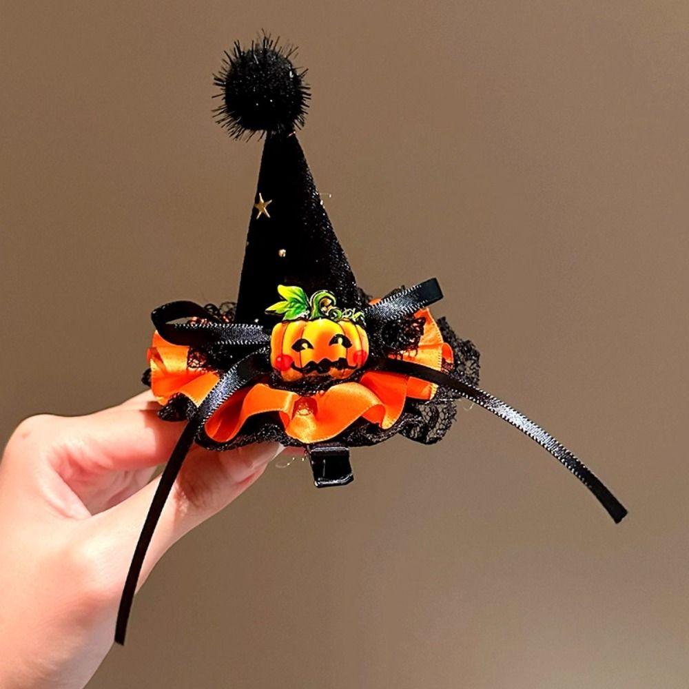 Bow Pumpkin Hair Clips Y2K Witch Hat Hairpins Funny Halloween Hair Clip  Children