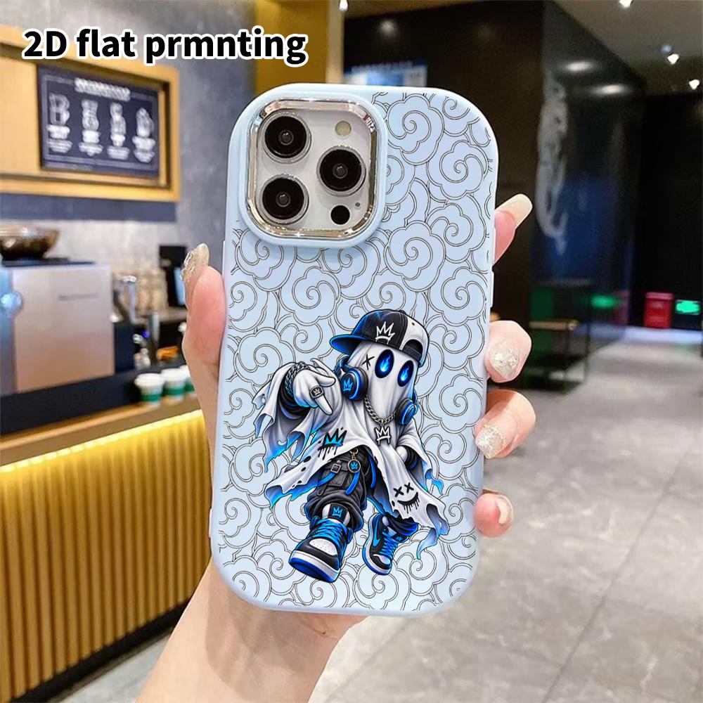 Phone Case: 2D Flat Design Suitable for iPhone 18 17 16 15 14 13 Pro Protective Case, Couple Style, Hip-hop Ghost, Christmas and Halloween Gifts