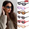 6pcs Small Oval Sunglasses Women Men Trendy Vintage Colorful Design Cat Eye Sun Glasses Female Leopard Black Punk Eyewear UV400