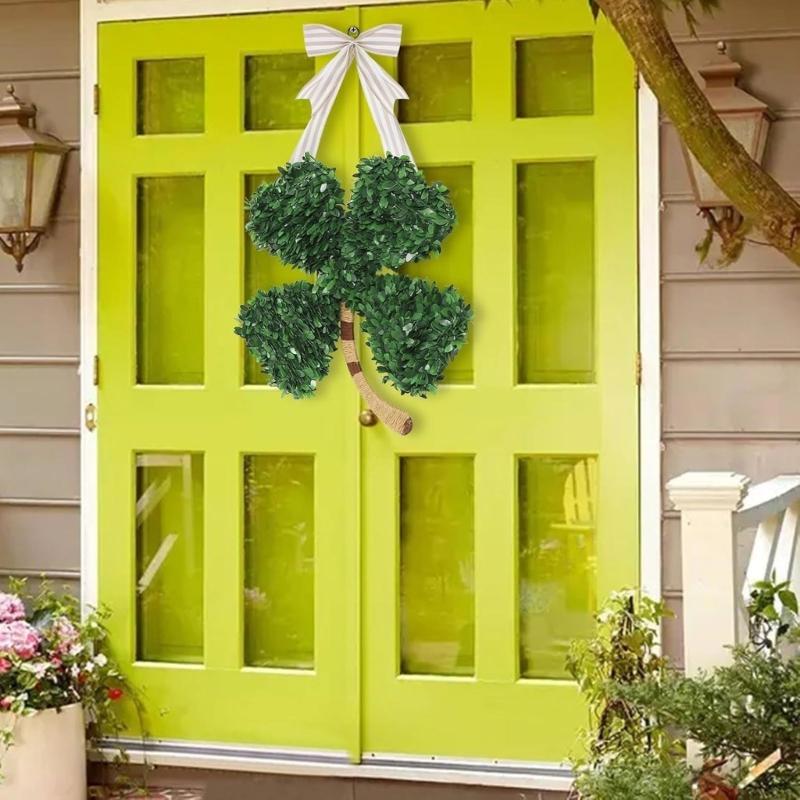Multipurpose Patrick's Day Wreath Four Leaf Clovers Pendant For Wall And Door Party Decoration Home Accessory