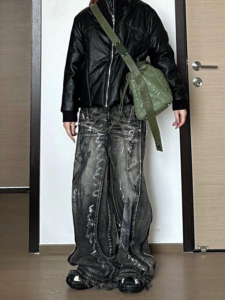 Unisex 2024 Tie-Dyed Wide-Leg Retro Jeans – American High Street Style