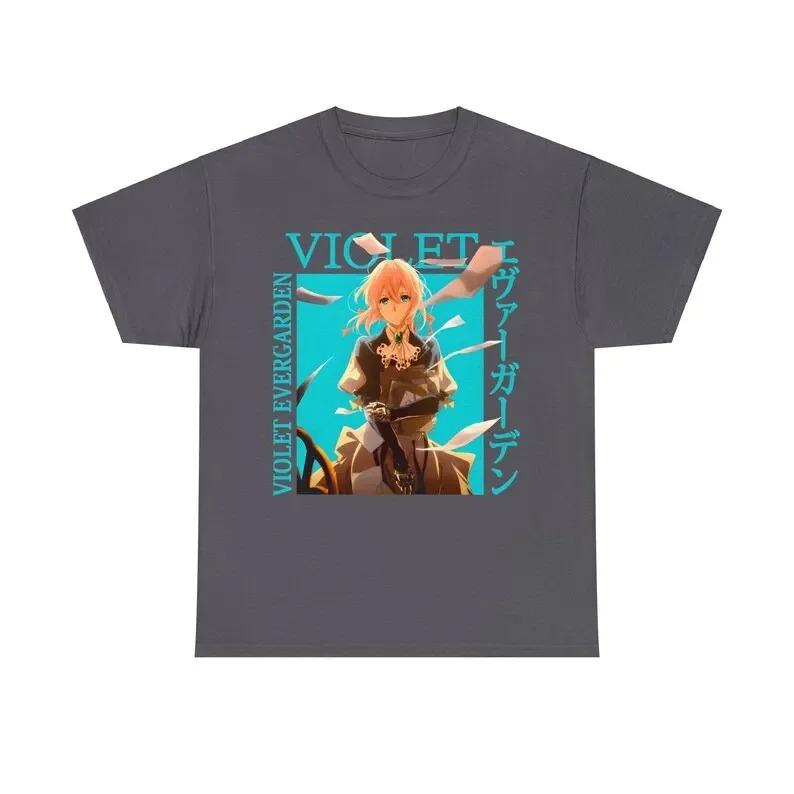 Anime tričko Violet Evergarden Klasická manga postava Unisex Černé Oversized Ležérní dámské a pánské tričko