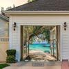 2D Tropical Beach Window Backdrop, Summer Vacation & Travel Themed Party Photography Background