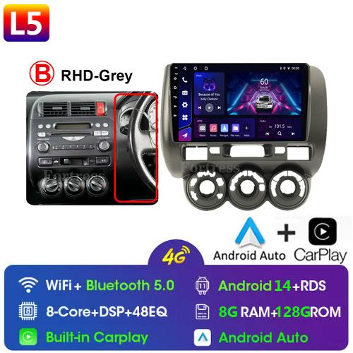 2 Din Android 14 Car Radio For Honda Fit Jazz City 2002-2007 Multimedia Video Player Navigation GPS 4G Carplay Auto Stereo RDS