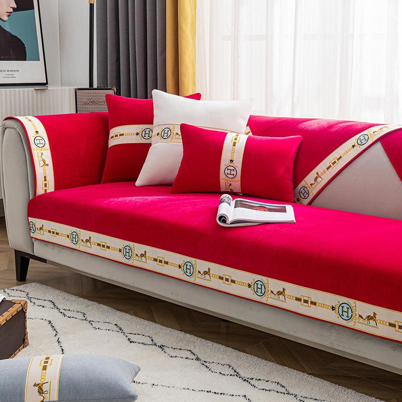 Leichter Luxus-Stil, neuer Sofakissenbezug aus Chenille-Leder, für alle Jahreszeiten, universell, rutschfest, schlicht, modern, für den Sommer