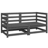 Vidaxl Garden Corner Seats, 2 Pcs, Grey, Solid Pine Wood