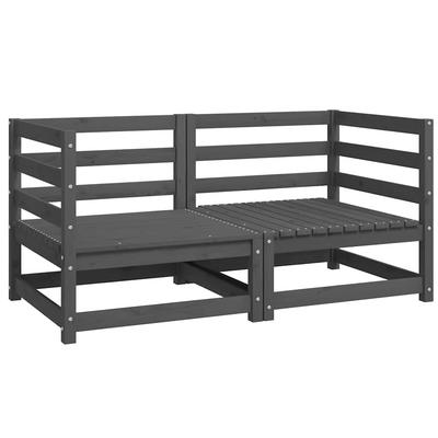 Vidaxl Garden Corner Seats, 2 Pcs, Grey, Solid Pine Wood