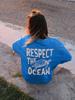 Respect The Ocean Sea Turtle Womans Cotton T-Shirts Vintage Casual Tee Clothes Personality Street O-Neck Tops Women Short Sleeve
