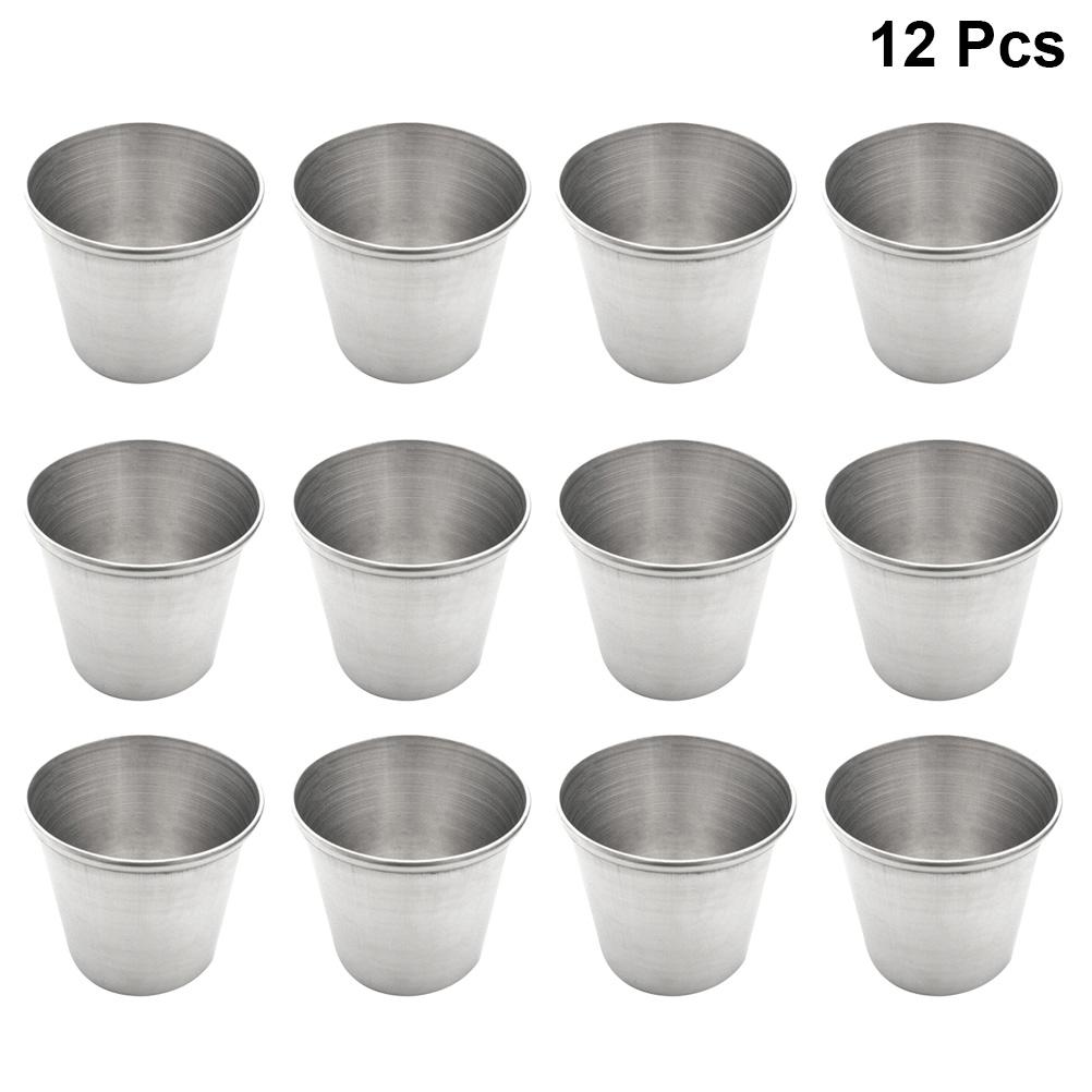 12 Pcs Stainless Steel Shot Glass Portable Spirits Cup Clear Cups Suite Tea Milk Mug Coffee Tumbler Travel