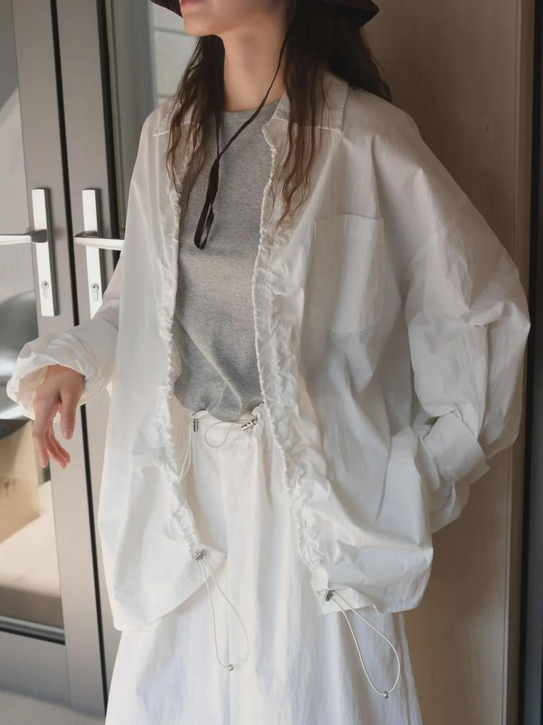 Louvre Autumn Korean Style Drawstring Shirt - Loose Fit Casual Top for Women