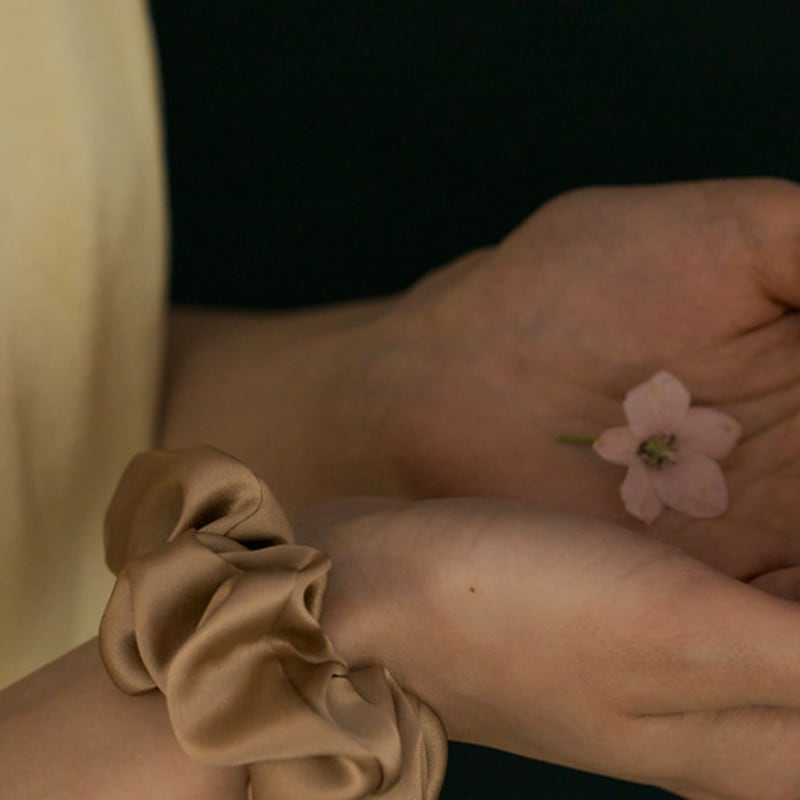 

AVVINA PELLE Шелковая резинка для волос (S) - Капучино Роза Cappuccino Rose