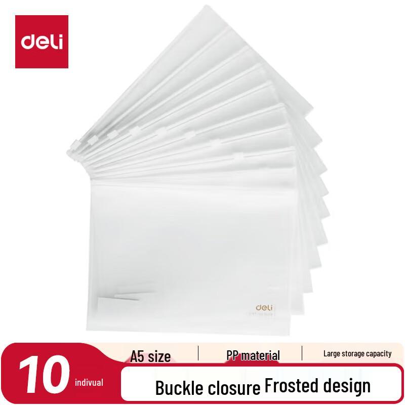 Deli Frosted A5 Zipper File Bags