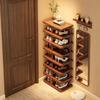 Wood Shoe Rack Multi-Tier Entryway Storage Shelf Sturdy Narrow Floor Organizer Space-Saving Storage for Home Hallway Room