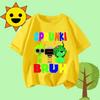 Cartoon Sprunki Character Printed Kids T-shirt Pure Cotton Short-sleeved White Top Cartoon Children's Clothing for Boys