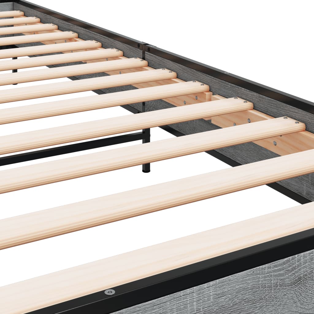 Bed Frame Gray Sonoma 75 x 190 cm Particleboard and Metal