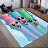 The Powerpuff Girls Flannel Pattern Square Carpet,Area Rug,Carpet Rug for Living Room Bedroom Sofa Playroom Decor,Non-slip Floor Mat