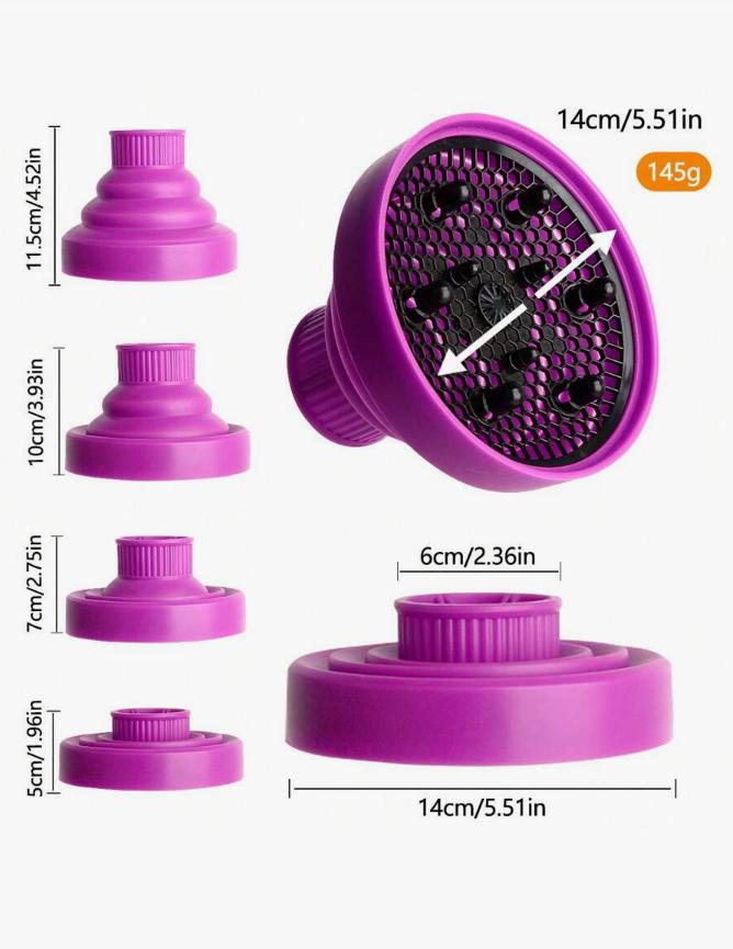 1pc universal silicone hair dryer diffuser cover adjustable heat-resistant accessory, used to define curly and frizzy control
