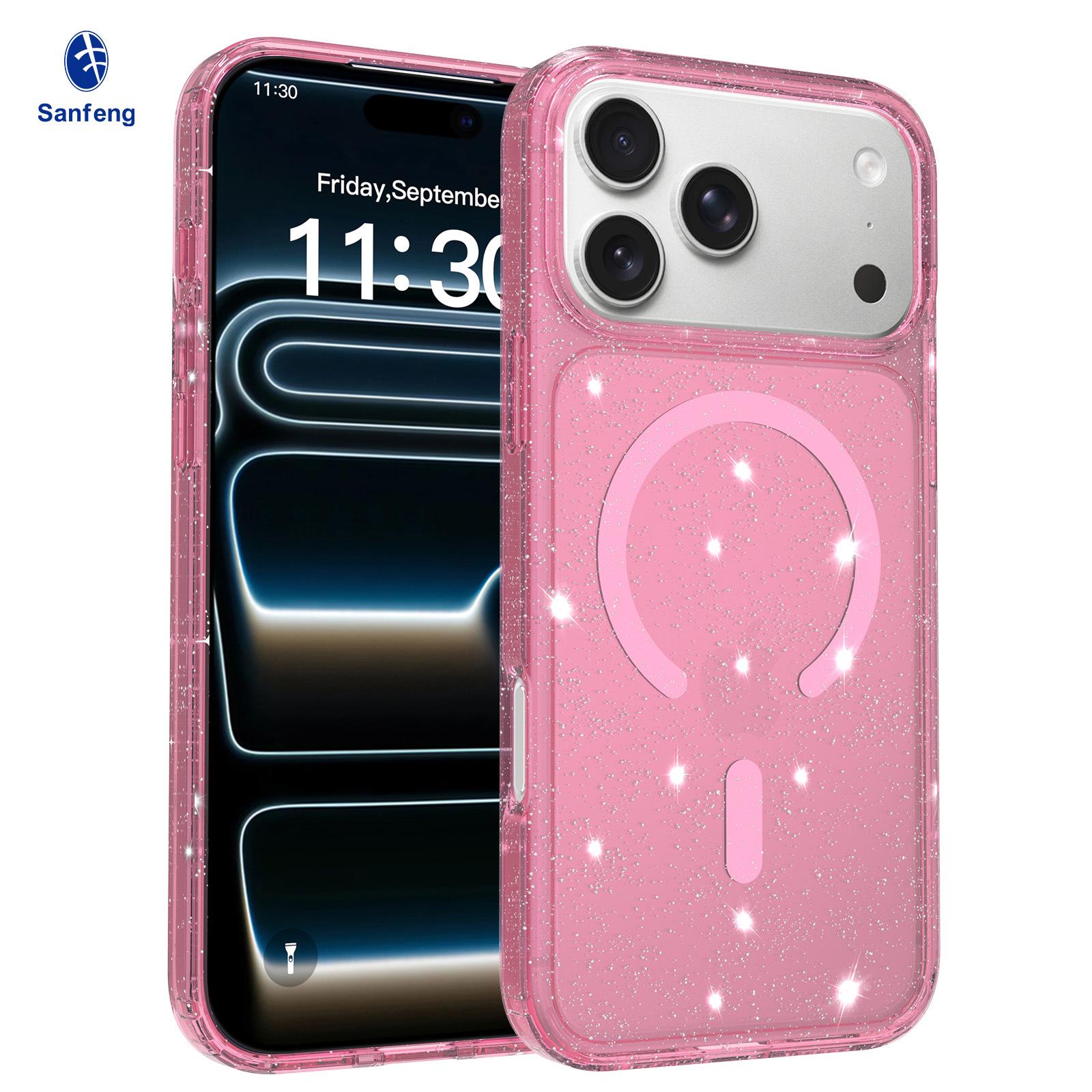 

High-End Glitter Transparent Magnetic Case for Apple 16/17 Pro Max - Luxury, Lightweight, and Drop-Proof Protection Apple 14 Pro