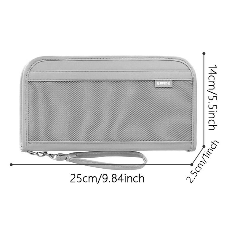 RFID Passport Bag Multifunctional Anti-theft Brush Hand-held Document Bag Travel and Business Ticket Holder Wallet Travel Ticket Storage Bag