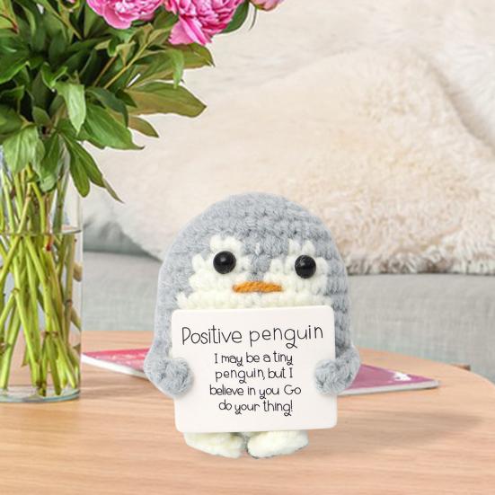 Positive Crochet Doll Handmade Crocheted Emotional Support Positive Animal Tabletop Ornament Birthday Gift for Family Friends Kids