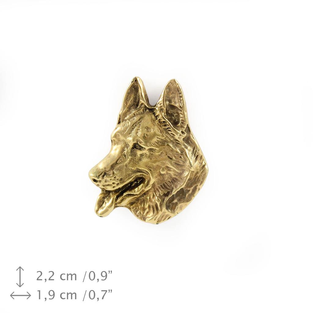 Deutscher Schäferhund, Elsässischer Wolfshund - Hunde-Brosche in dekorativer Schachtel, eleganter vergoldeter Anstecker, Jackenpin der Marke Art-Dog