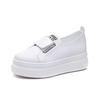 Women's 2025 Spring/Summer White Slip-On Hidden Heel Sneakers: Korean Style Casual Loafers