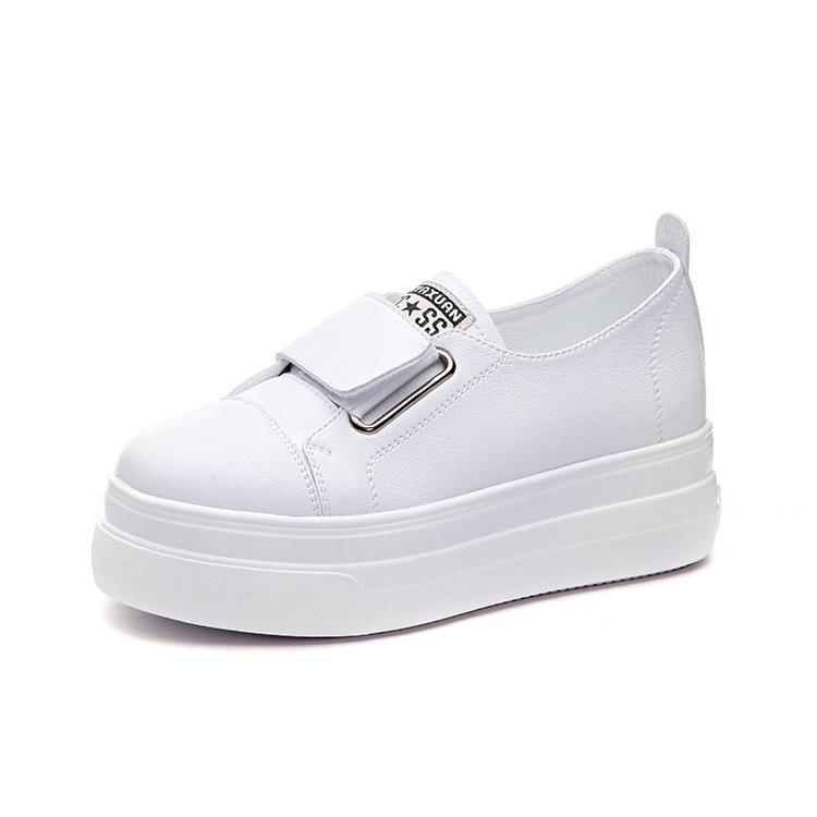 Women's 2025 Spring/Summer White Slip-On Hidden Heel Sneakers: Korean Style Casual Loafers