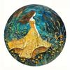 2d Flat 20*20cm, Round Wooden Wall Painting Art Sign, Fantasy Theme, for Home, Kitchen, Garden, Bedroom, Bar Decor.