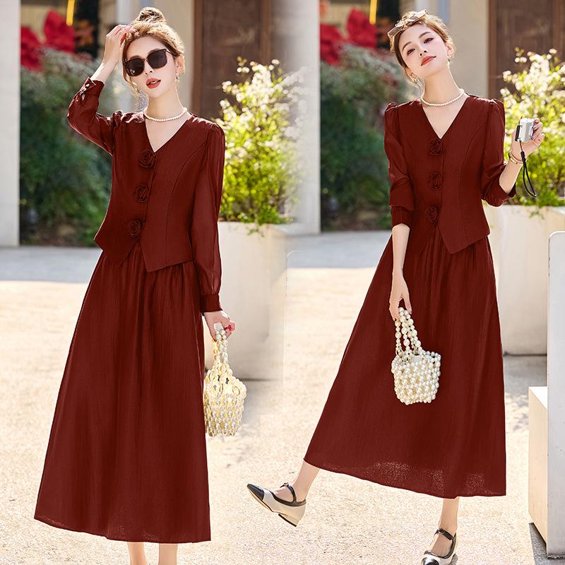Stylish Spring/Summer 2025 Suit: Trendy Coat & Midi Skirt Set YB8865
