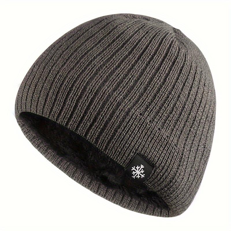 1pc Warm Winter Beanie Hat with Retro Snowflake Fleece Hat Knitted Soft Men's Warm Cap