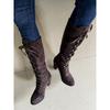 High-heeled Fashion Boots 2025 Winter New Slimming Plus-size Thick-heeled Cross-strap Boots