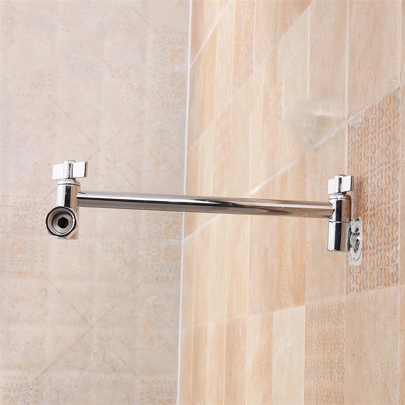 Adjustable Bathroom Shower Extension Rod with Top Spray Connection and Teeth Bracket.