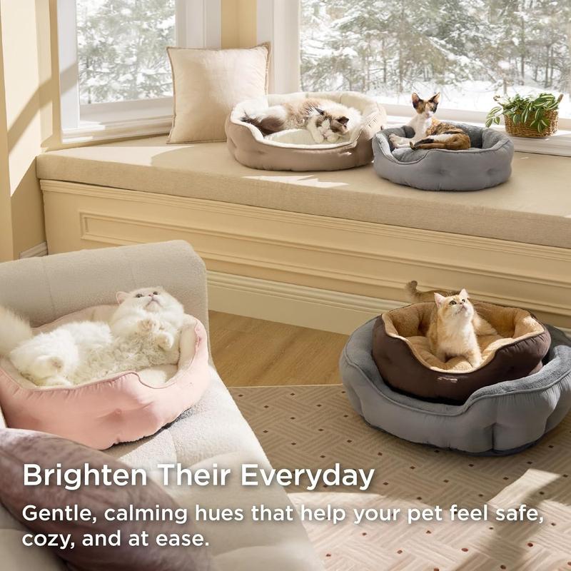 2026 New Arrival Small Dog Bed Washable,Round Cat Beds For Indoor Cats Camel Puppies and kittensNon‑slip Design At the Bottom