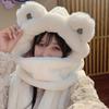 Bear hat cute female versatile autumn and winter scarf integrated warm gloves scarf three-piece trendy
