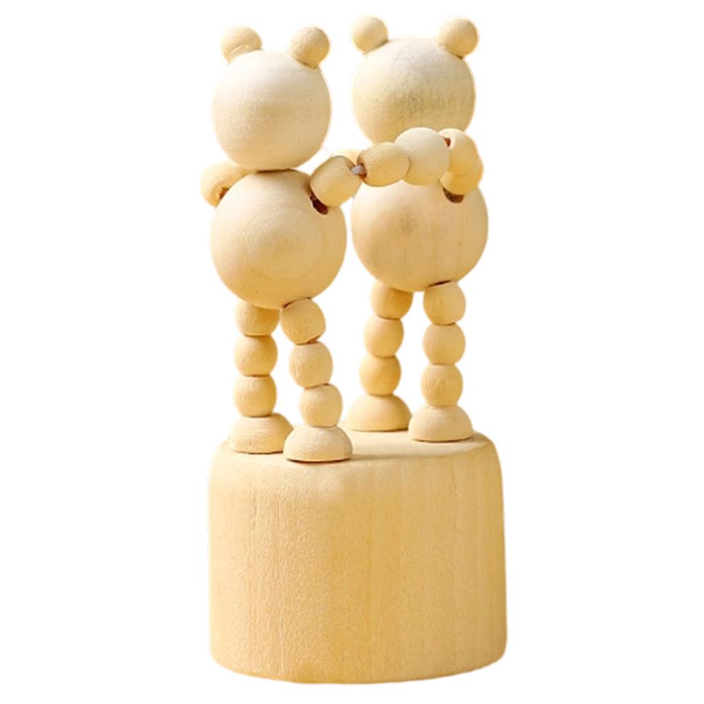 Cartoon Mini Desktop Movable Puppet Figurines Home Decorations Craft Toy Gift for Kids Adult Wooden Animal Ornament