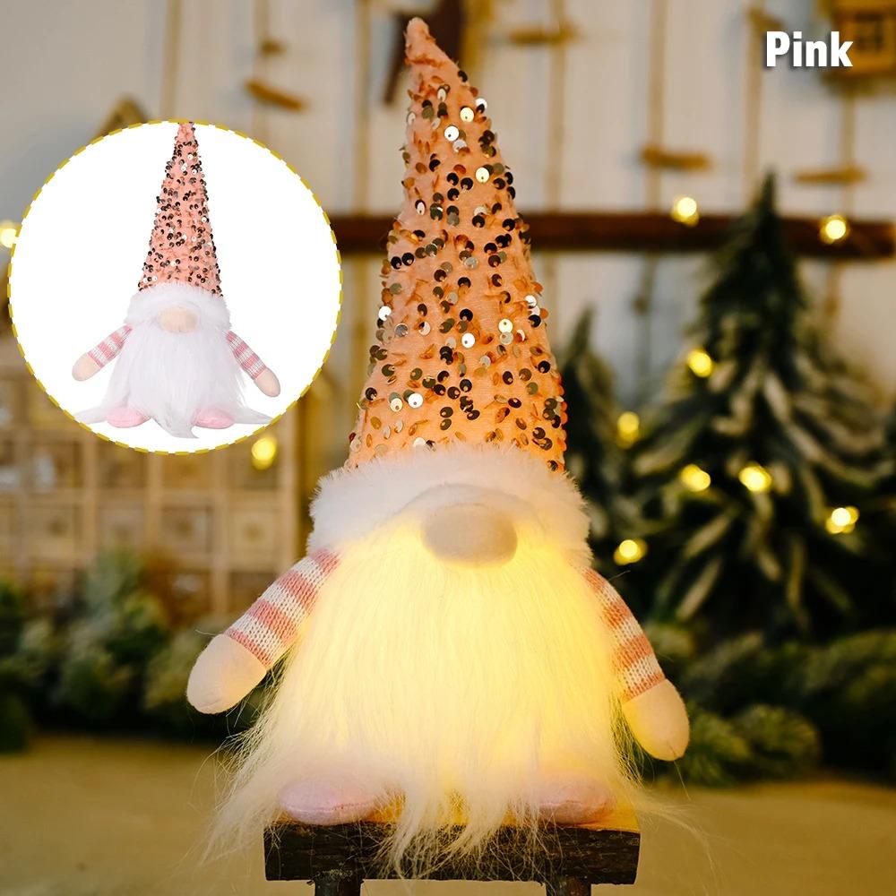 Zářící Vánoční Bezobličejový Trpaslík 30cm Dekorace na Stromek 2026 Noční Světlo Vánoční Dárek Navidad 2027 Nový Rok Domácí Dekorace