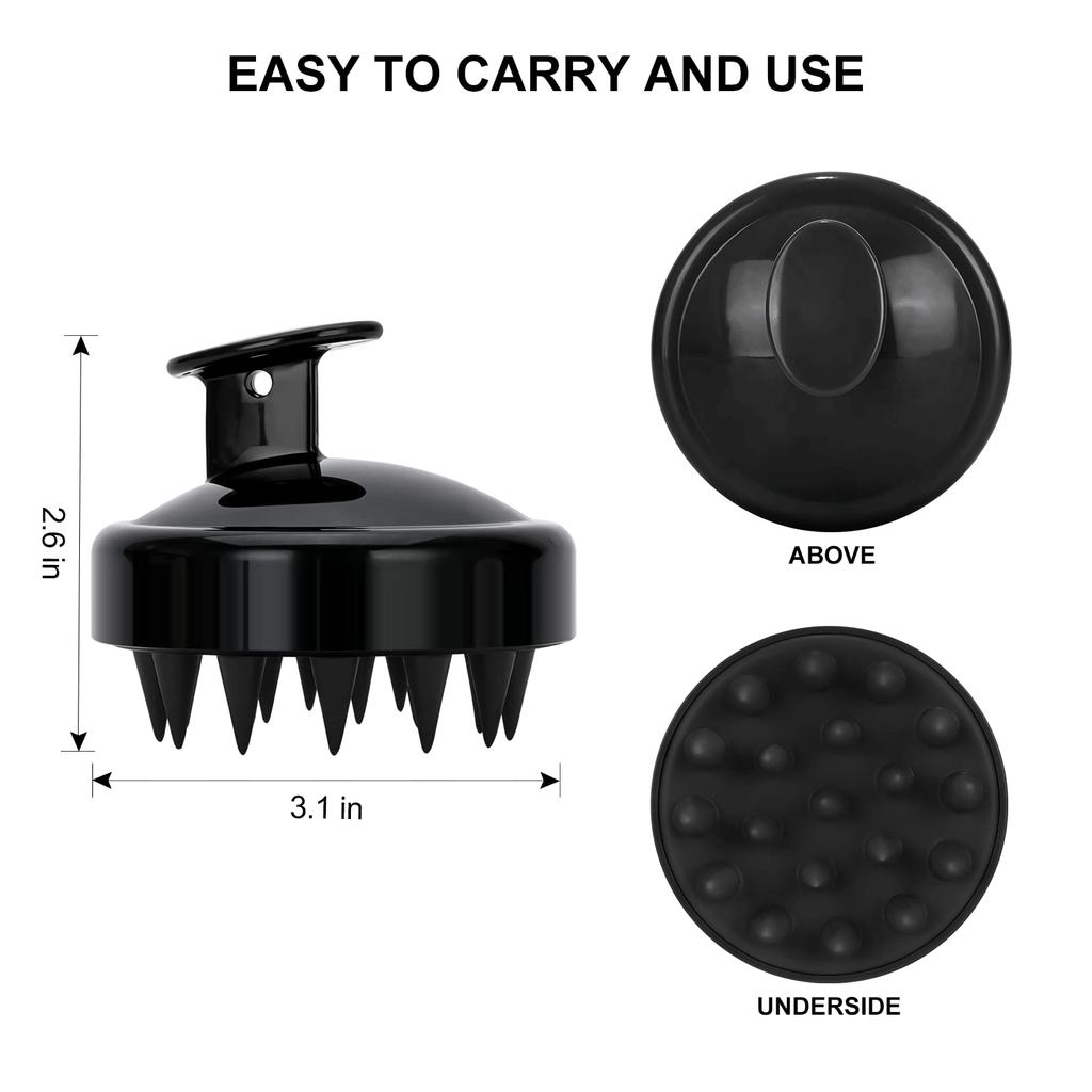SetSail Hair Scalp Massager Shampoo Brush, Soft Silicone Scalp Scrubber with Ergonomic Handle, Dry and Wet Use, Black
