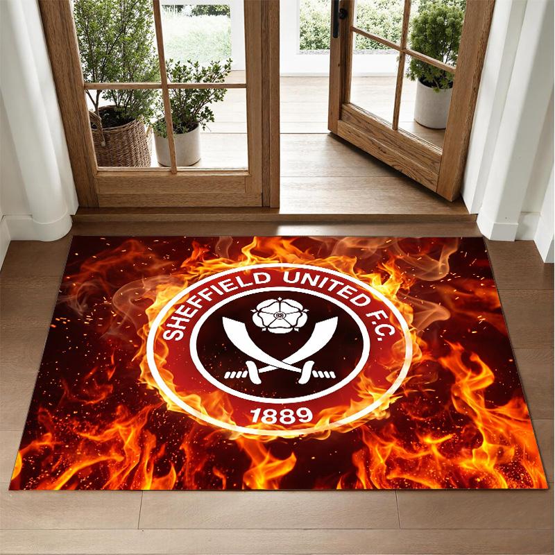 Sheffield United Football Design Crystal Velvet Rug Soft Decorative Mat for Bedroom Entrance
