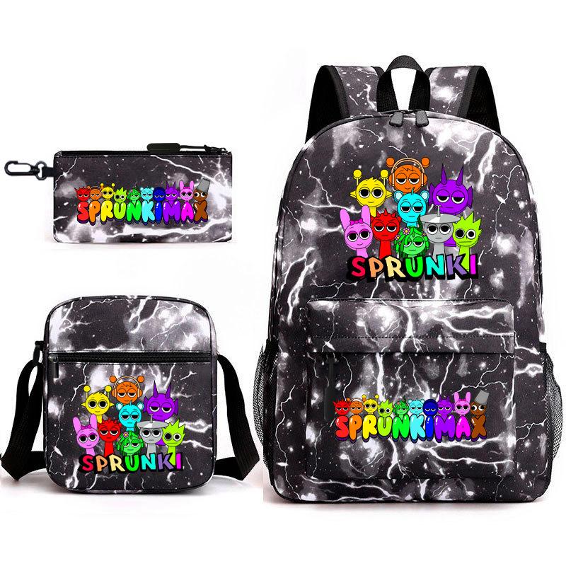 Anime Cartoon Backpack Sprunki Large Capacity Primary School Student Schoolbag Satchel Pencil Case